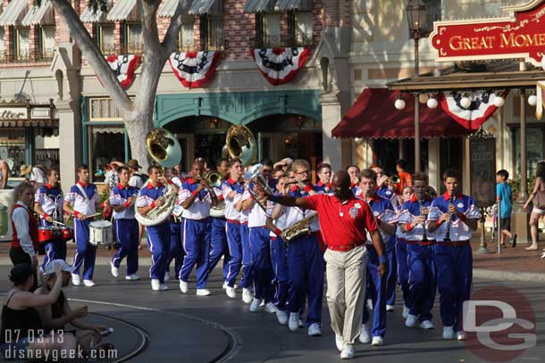 The College Band arriving for the nightly Flag Retreat