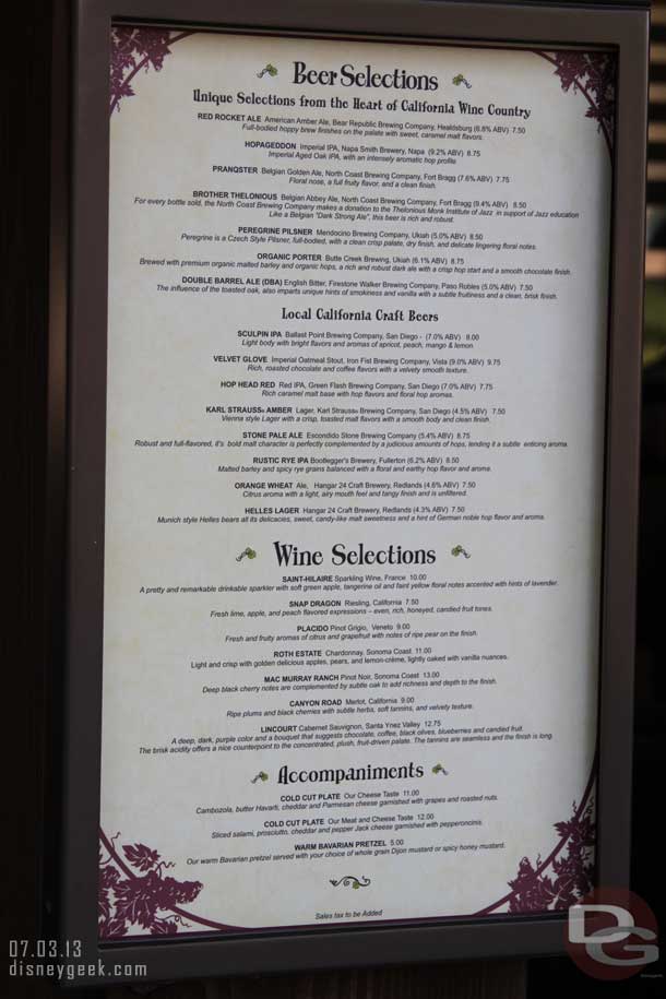 The menu.