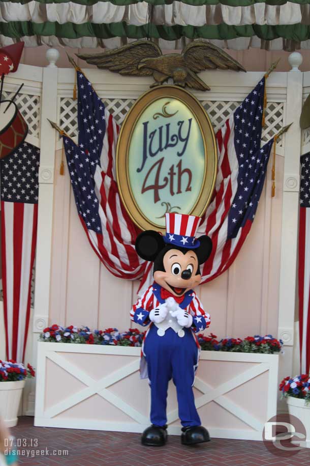 For Independence Week he is decked out in red, white and blue.