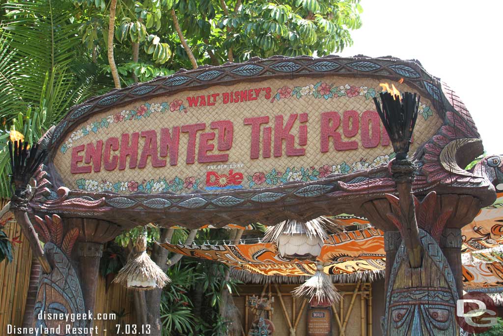 The Tiki Room celebrated its 50th anniversary since my last visit.