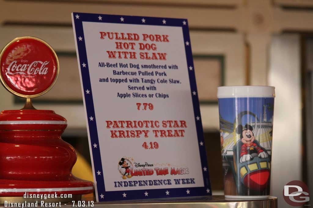 Refreshment Corner had a new menu item for Independence Week.