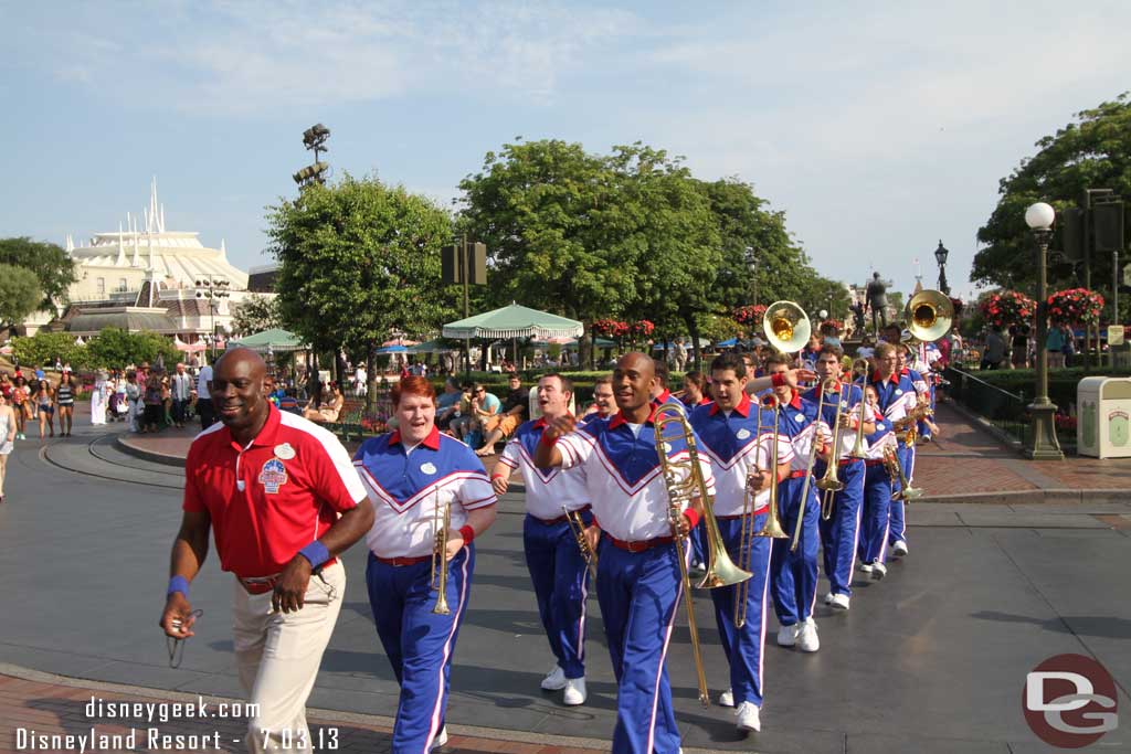 The College Band arriving for their 5:05 set