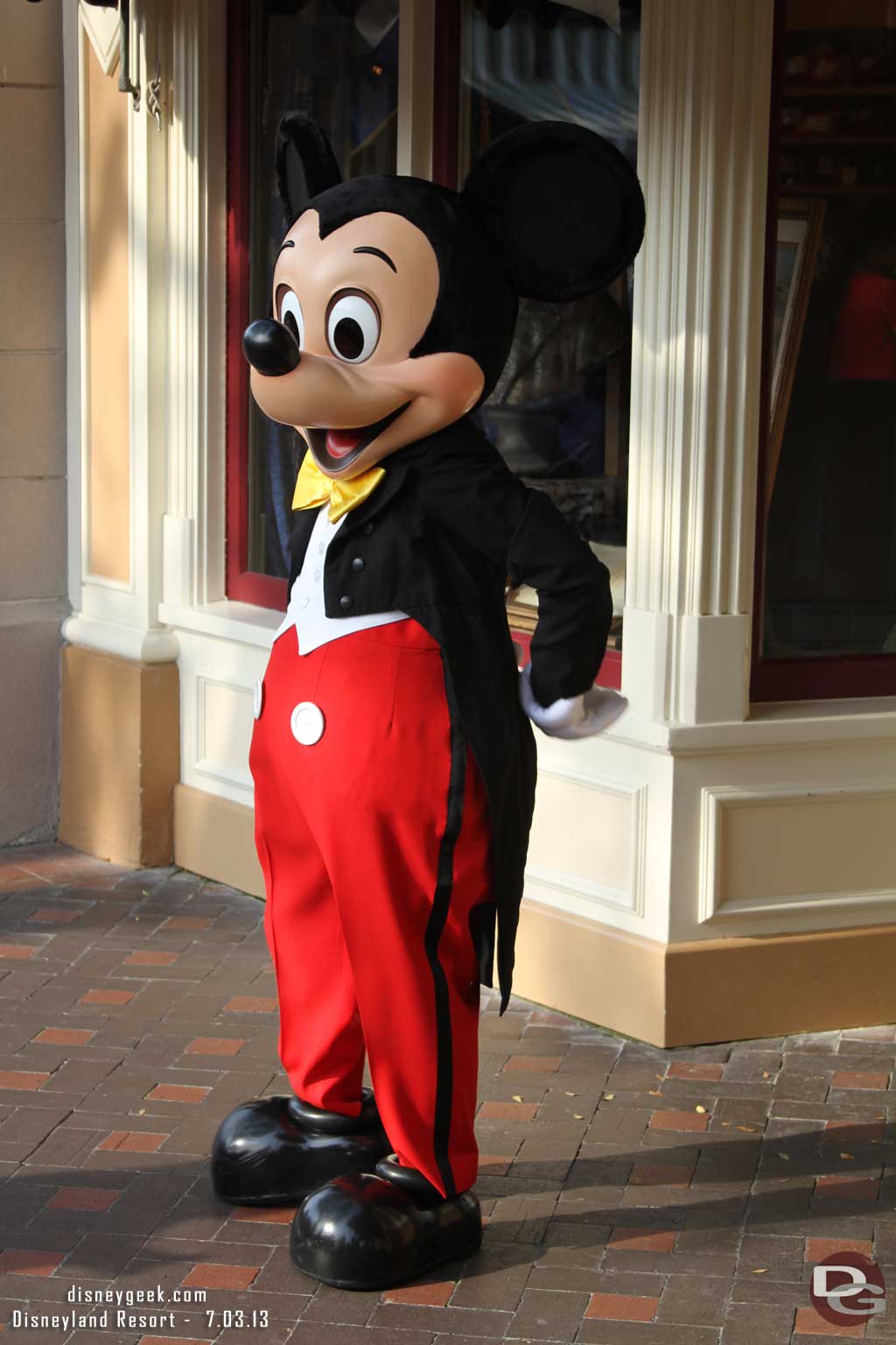 Mickey out greeting guests.