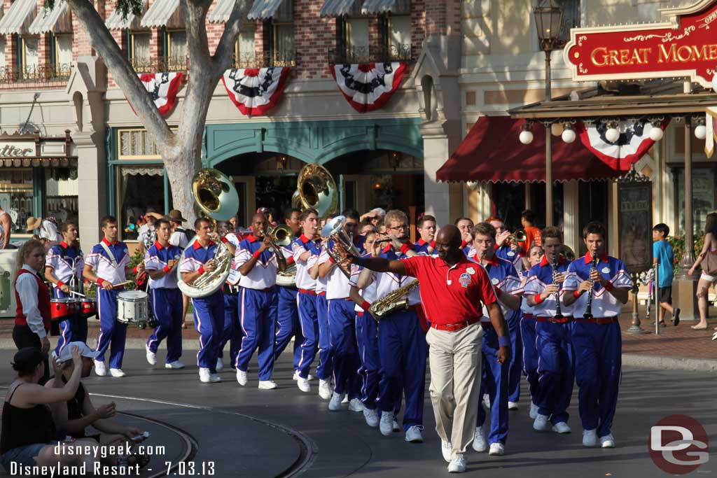 The College Band arriving for the nightly Flag Retreat