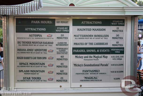 The wait times around 6:50pm