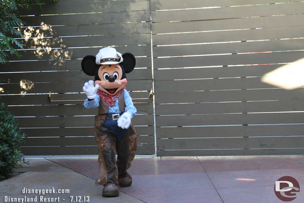 Cowboy Mickey coming out to take pictures and join in the festivities.