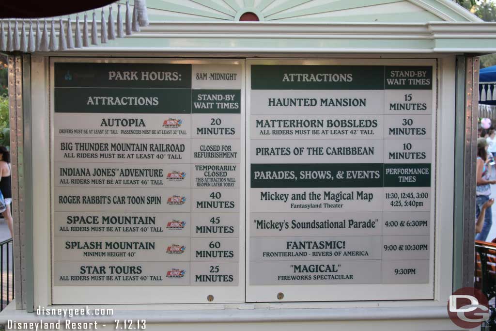 The wait times around 6:50pm