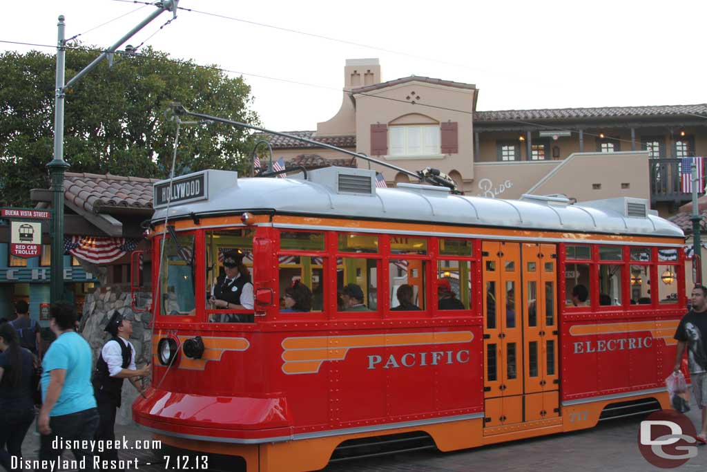 Well guess all caps TODAY does not mean all day today..  the Red Car was stopping at the front of the park now.