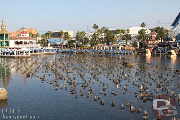 Over to DCA for a quick walk through the park.  Including a walk on to the Zephyr.  They were preparing the bay for World of Color.