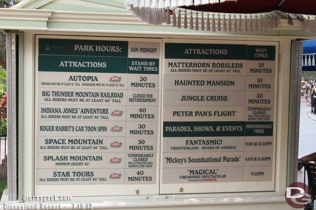 The wait times around 1:40pm