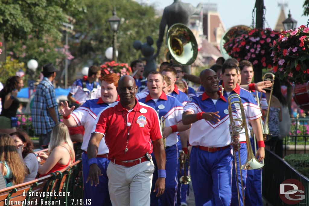 The All-American College Band arriving for their 5:05pm set in front of the Castle.