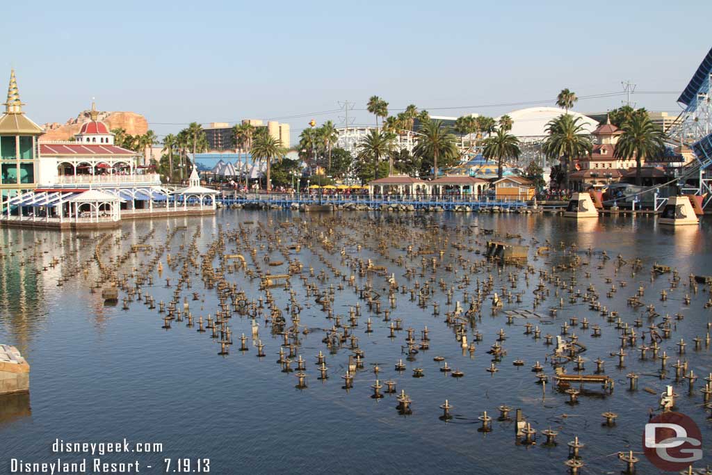 Over to DCA for a quick walk through the park.  Including a walk on to the Zephyr.  They were preparing the bay for World of Color.