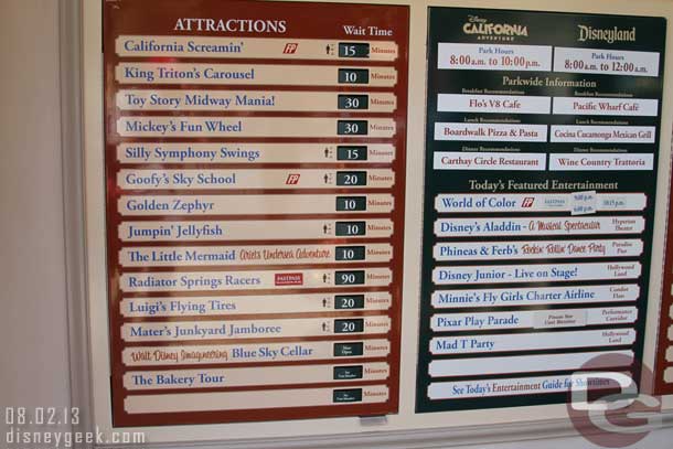 The wait times around 1:30pm