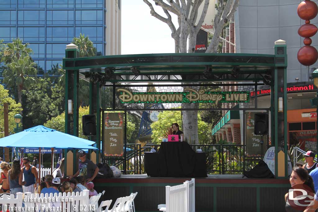 The stage had a DJ MCing the event.  Also noticed the Downtown Disney Live! signage.. I do not recall seeing that last time I visited this area.