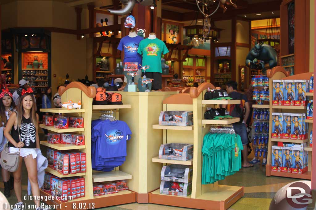 World of Disney has a large display of Planes merchandise out as you walk from Downtown Disney toward the parks.