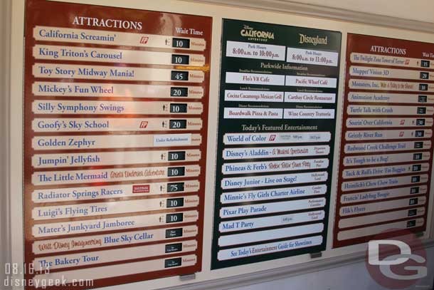 The wait times around 1:30pm