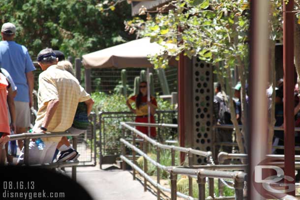 Not a good picture.. but thought it was interesting they were holding the standby line back in the shade and away from the Fastpass merge.