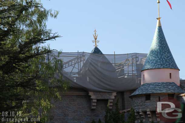 Speaking of the castle some more roof work off to the left (west side)