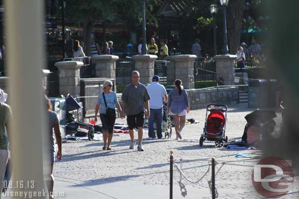 Several blankets and guests staking out spots for Fantasmic.. this was around 5:30pm for the 9:00pm show as usual.