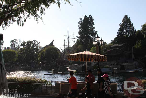 I ate dinner along the Rivers of America since it was a pleasant evening.  Here was the view from my table.