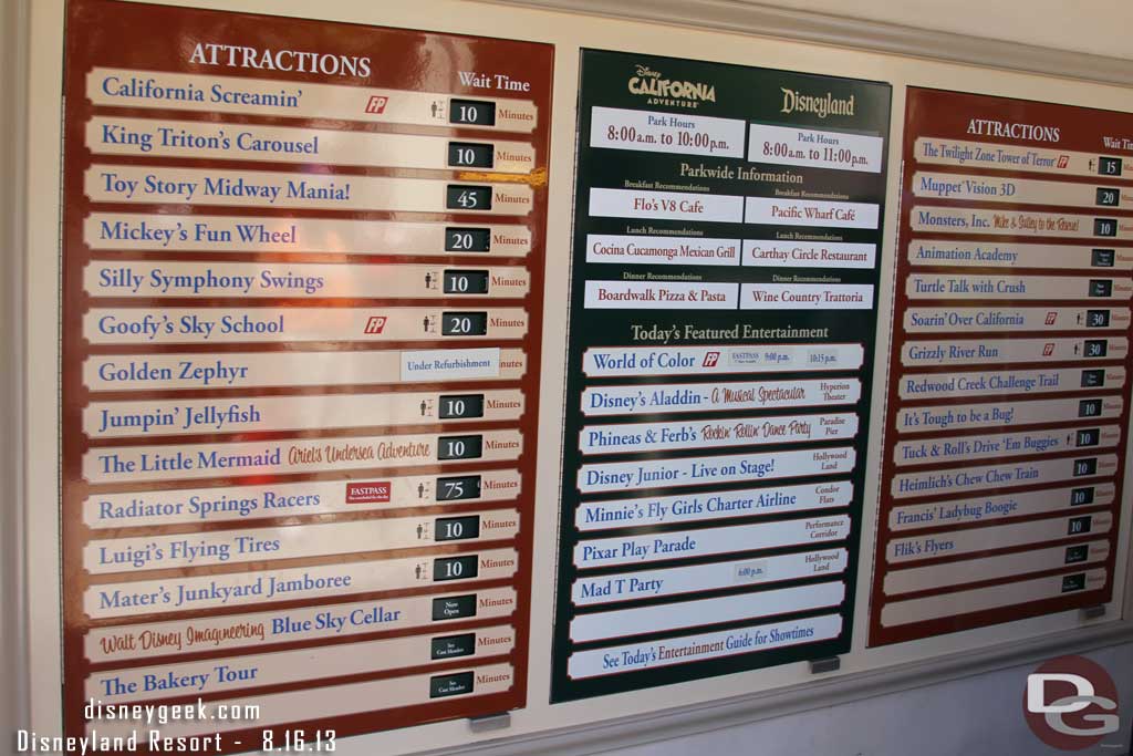 The wait times around 1:30pm