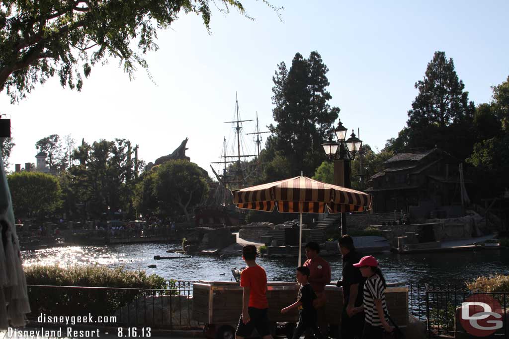 I ate dinner along the Rivers of America since it was a pleasant evening.  Here was the view from my table.
