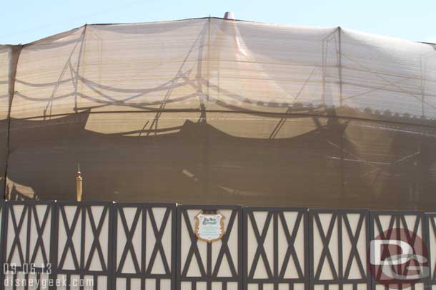 King Arthur Carrousel is under wraps receiving some work.