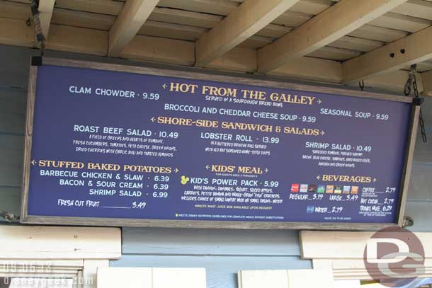 The Harbour Galley menu has been tweaked slightly too since my last visit.