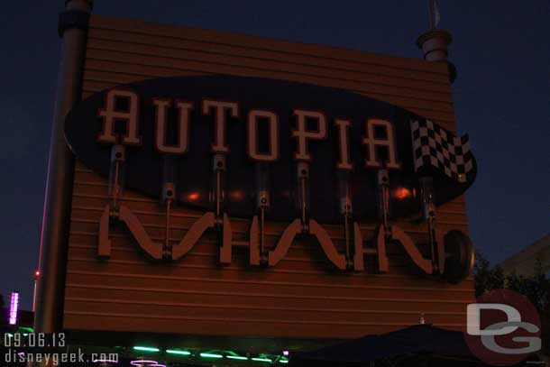 The Autopia signage lights were out too.