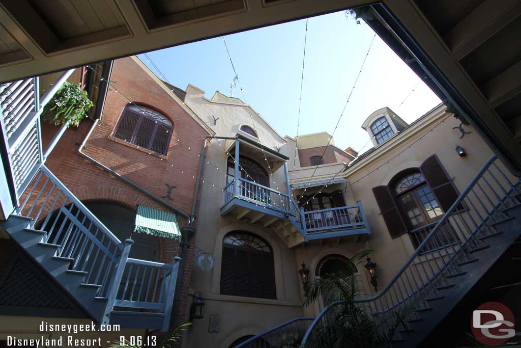 Only a few more weeks to enjoy this bit of Disneyland history.  This courtyard is slated to become the new entrance to Club 33 according to several sites.  This is too bad.  Its these small detailed spots that really make Disneyland unique.  The park keeps loosing them.  I still miss the old Disney Gallery above Pirates.