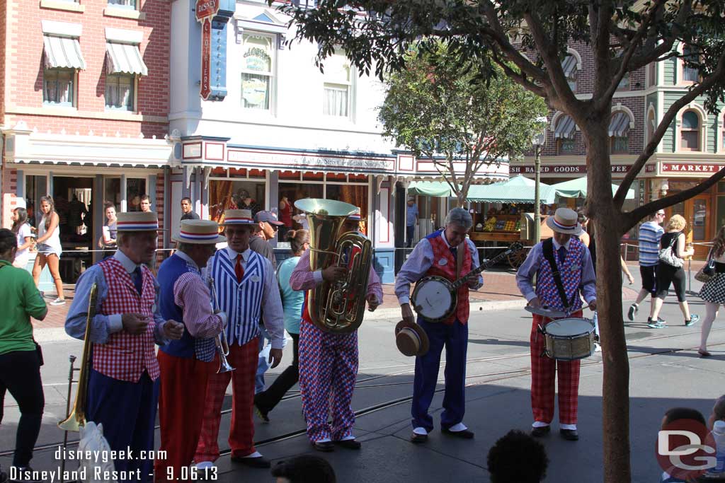 The Straw Hatters performing on Main Street.