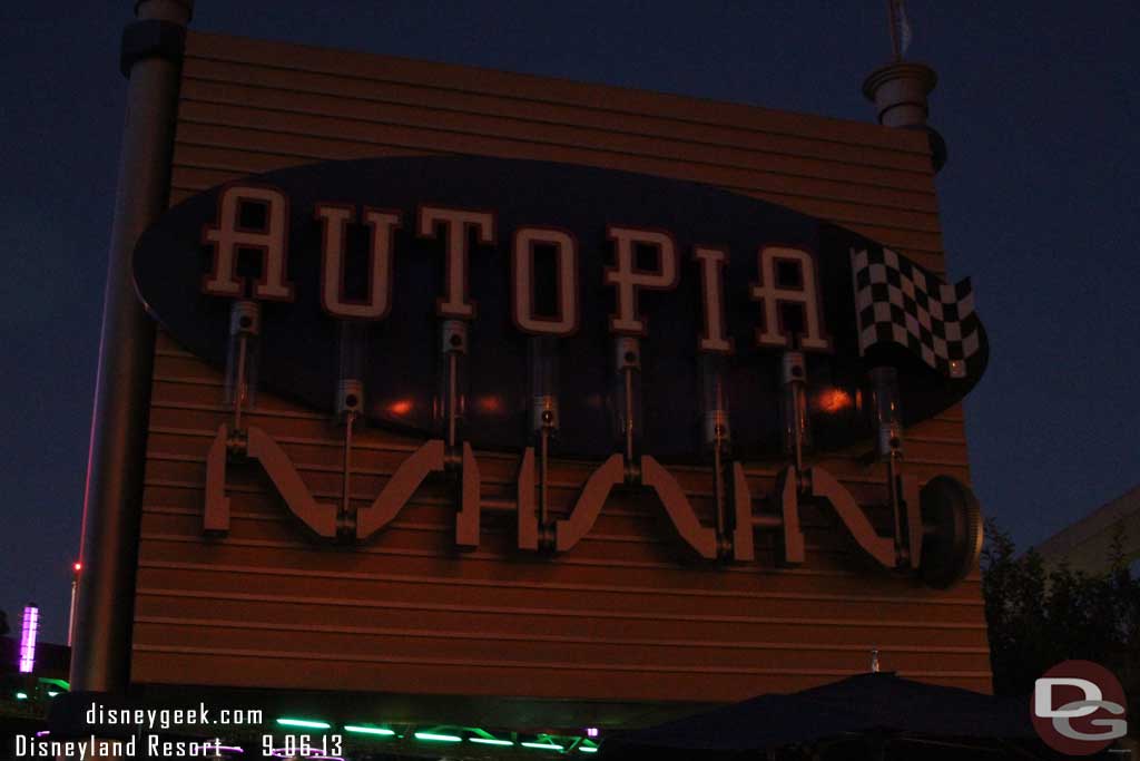 The Autopia signage lights were out too.