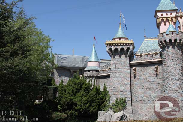 Work continues on safety rails in Fantasyland.