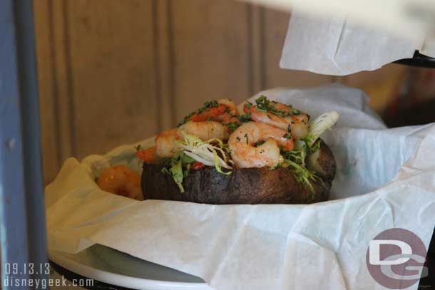 Last week I showed the new menu.  This week some of the food.. Here is the Shrimp Salad Baked Potato