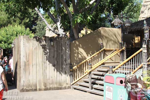 Walls up between the Tiki exit and Dole whip stand.. wonder if they are building a place for the queue to go for Dole Whips?  Or just some routine work.