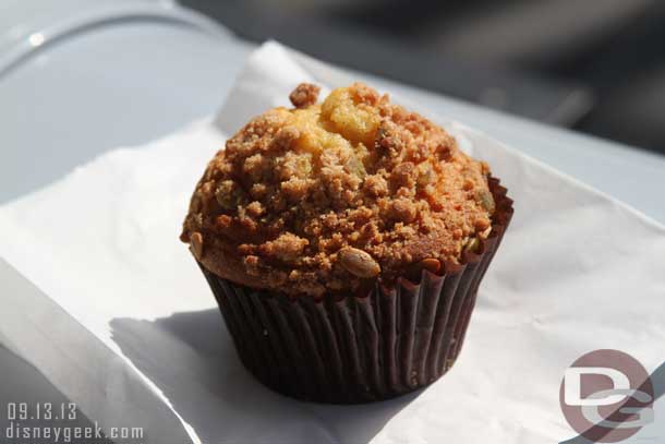 A closer look at the pumpkin muffin.