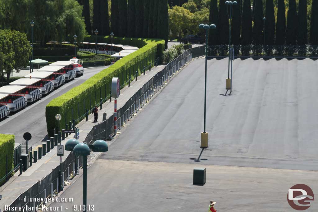 A fence up along the guest walkway.