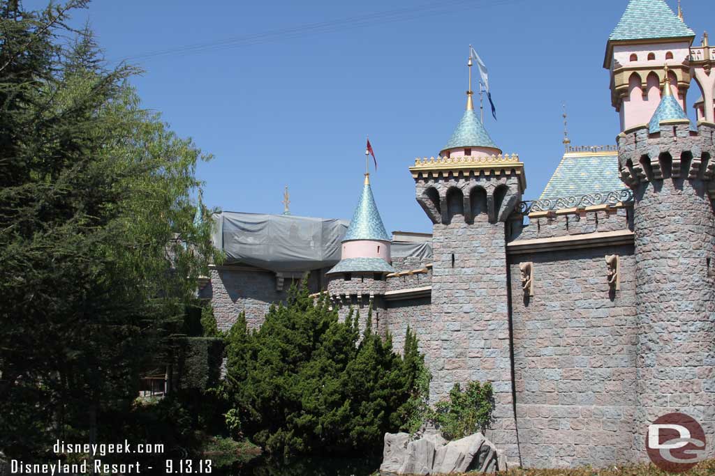 Work continues on safety rails in Fantasyland.