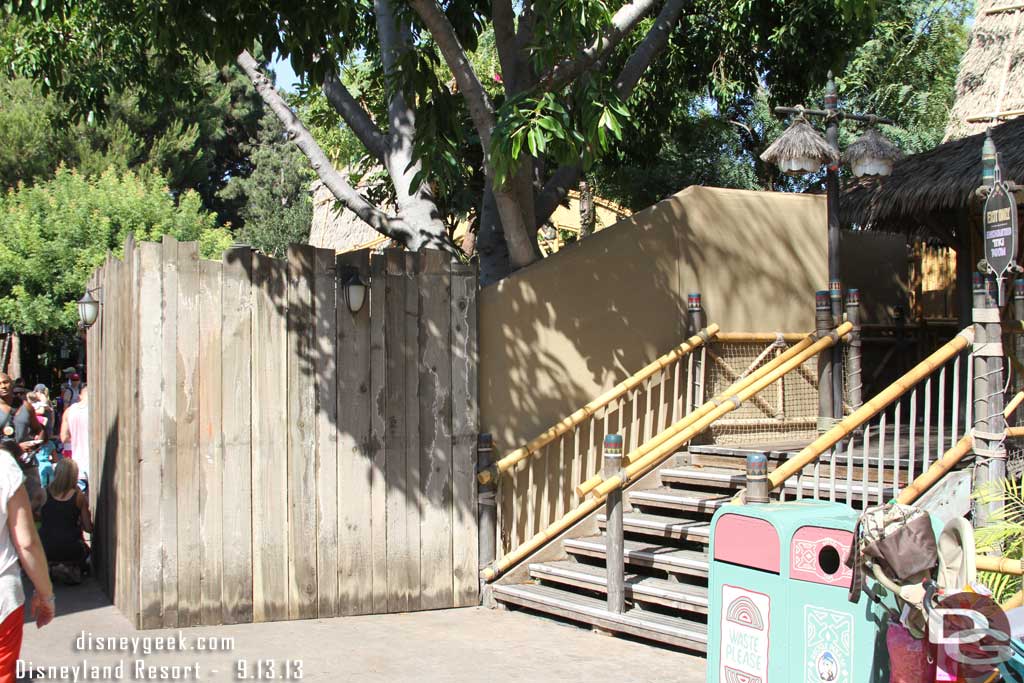 Walls up between the Tiki exit and Dole whip stand.. wonder if they are building a place for the queue to go for Dole Whips?  Or just some routine work.