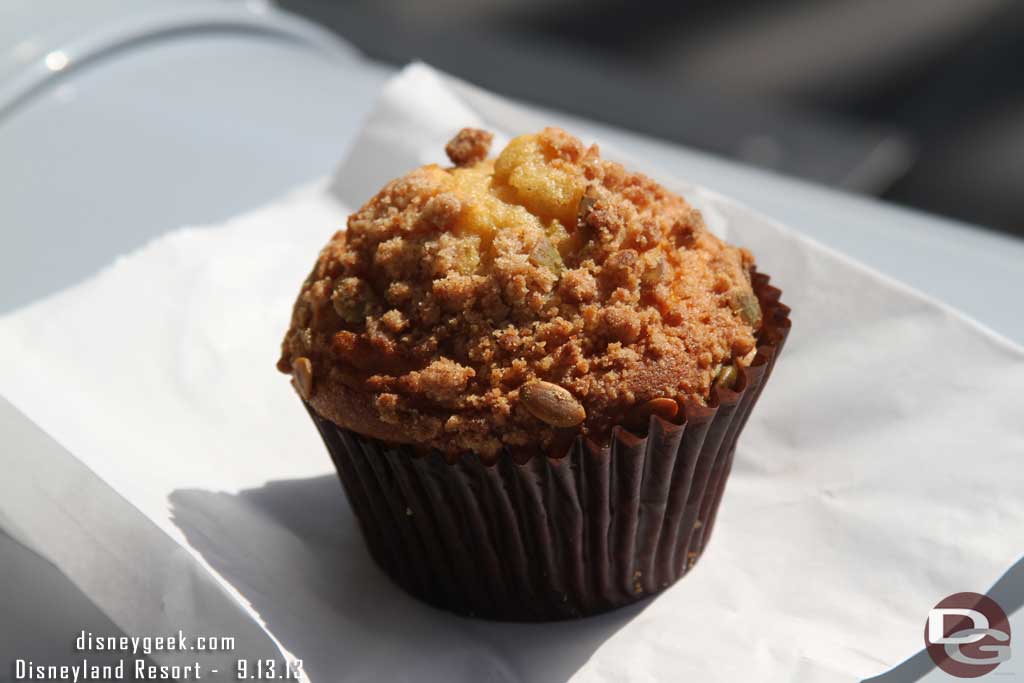 A closer look at the pumpkin muffin.