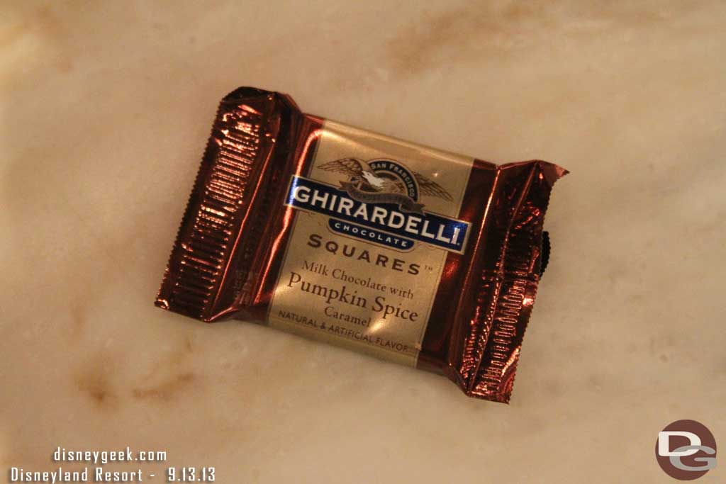 Ghirardelli has switched to Pumpkin Spice squares (too bad.. I only like the regular caramel).