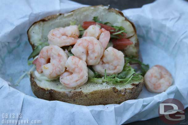 Another view of the shrimp baked potato at the Harbour Galley