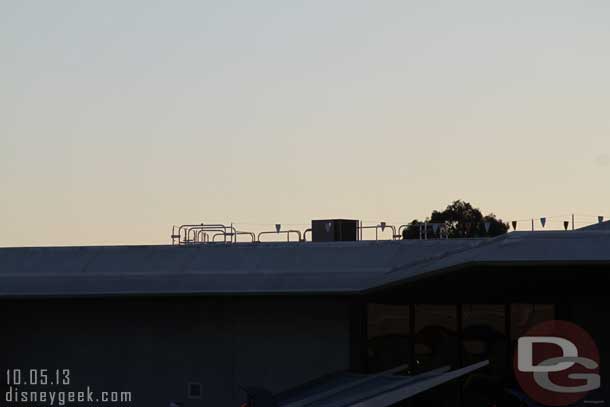 Plenty of temporary barriers up on the roofs of Tomorrowland for now.