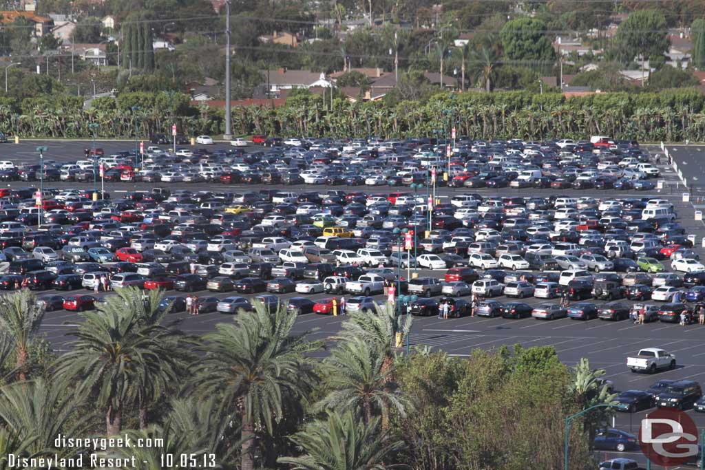 They were parking cars in the far lot, I still do not understand why those who show up early get stuck out there vs the garage.  Parking here you have to walk to the parks through Downtown Disney.