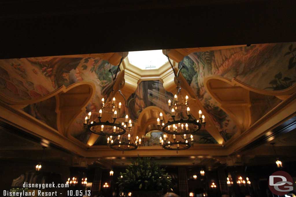 Entering the main dining room.  I shot with the wide angle lens so no good pictures of the mural overhead.. this is probably the best.