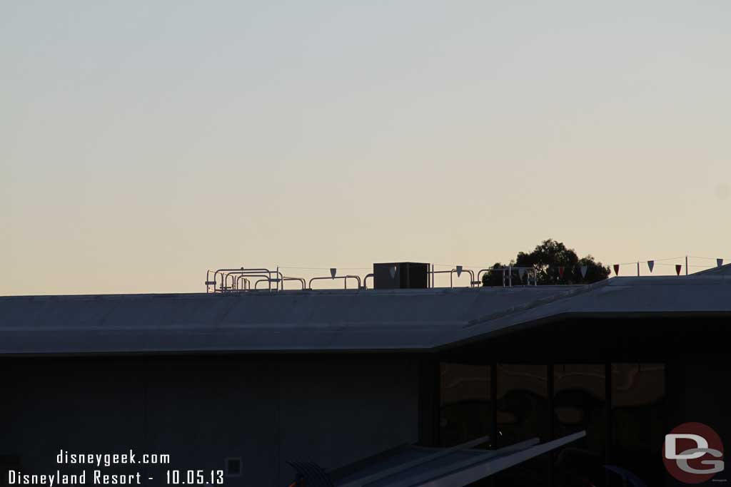 Plenty of temporary barriers up on the roofs of Tomorrowland for now.