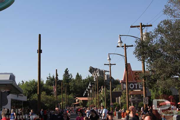 Along Route 66 the second set of poles for the Christmas decorations have been installed (on the left in this picture).