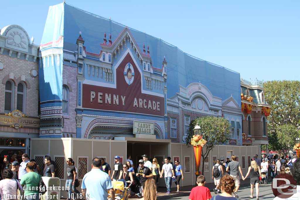 Across the street the work on the Penny Arcade and Candy Palace is ongoing.