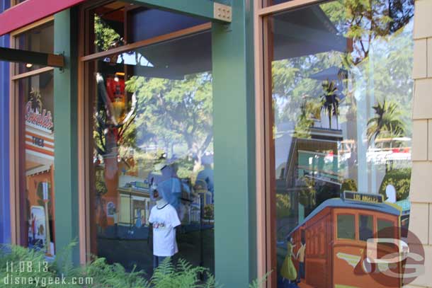 World of Disney has a Buena Vista Street window, but thanks to the glare you can not really make it out in my picture..