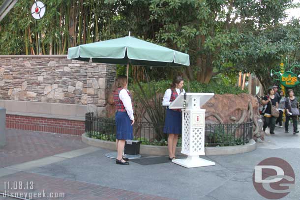 A Guest Relations kiosk.